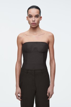 COS Damen Corset Bandeau Bodysuit - Braun