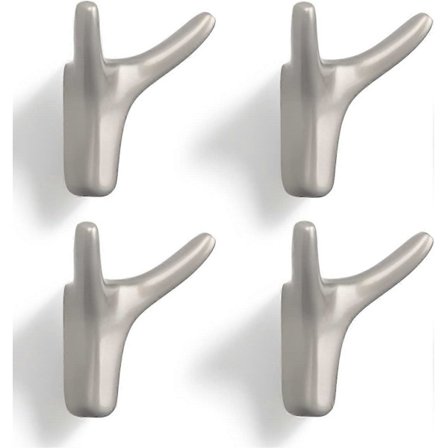 4 kpl Tuplavaatekoukkuja Seinään Asennettava, Raskaat Tuplaseinäkoukut Kiinteä Sinkkiseos Takki Koukku Ripustettavat Pyyhkeet Avainlaukut Hatut Helmi 