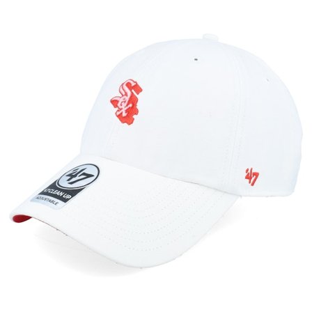 47 Brand - MLB White unconstructed Caps - Chicago White Sox MLB Shop 47 Clean Up C.w.s White/Red Dad Cap @ Hatstore