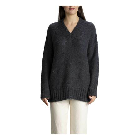 Marella, V-neck Knitwear Grijs, Dames, Maat:M,alpaca