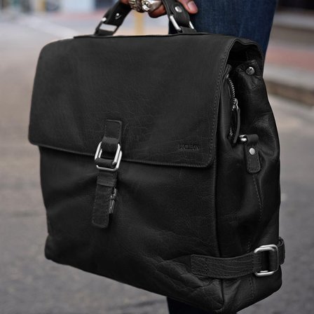 Besace Montréal Luxury en cuir noir pour hommes - Sacs en cuir