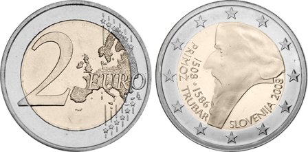 Slovenien 2008 - 500 år for Primo Trubars fødsel - 2 euro mønt