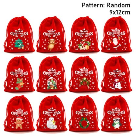 5/10 stk julefløjlsposer Candy Snack Gavepose 9X12CM10STK