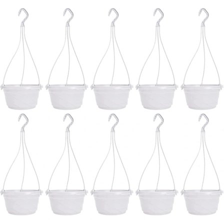 (pow yeah!) 10-pak plast hængende selvvandende haveblomsterpotte til udendørs indendørs planter hvid