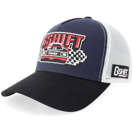 Gearshift - Blau trucker Cap - Gshift V12 Power Car Navy/White/Black A-Frame Trucker @ Hatstore