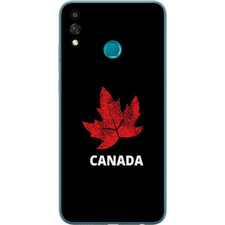 Kompatibelt Mobildeksel til Honor Honor 9X Lite Grafisk lønnebladsymbol i rødt mot svart bakgrunn med tydelig kanadisk referanse og minimalistisk de