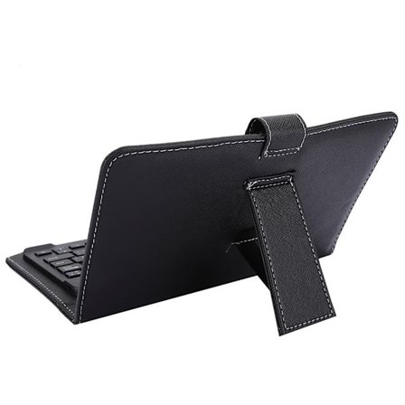 Trådlöst Bluetooth-tangentbord på spanska med läderfodral för 4,5-6,8 tums mobiltelefoner