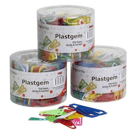 SPECIALPLAST Plastgem 25 mm, blandade färger 500/fp - Lyreco - Kontorsmaterial - Till skrivbordet - Gem