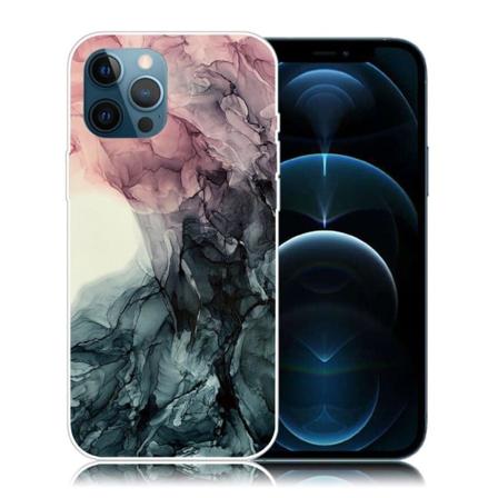 Marble design iPhone 12 Pro / iPhone 12 kotelot - Vaaleanpunainen Ja Vihreä Marmori Green