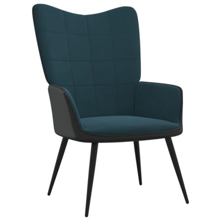 Vidaxl Vilstol Blå Sammet Och Pvc Blå