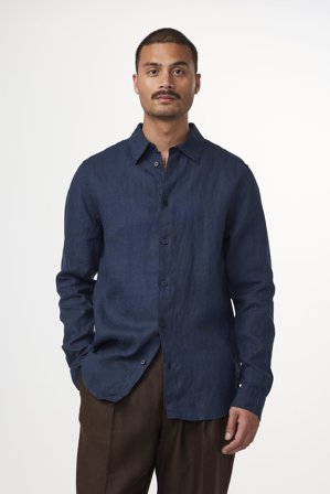 NN.07 Enzo 5708 Shirt Male Blue Linen