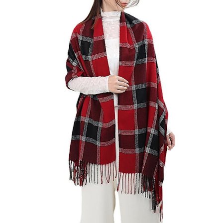 Rutete pledd-sjal for kvinner, damemote vintervarm lang sjekket sjal og wraps