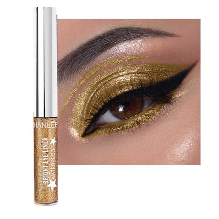 Flaska med glitter flytande eyeliner, vattentät, långvarig fixering, guld
