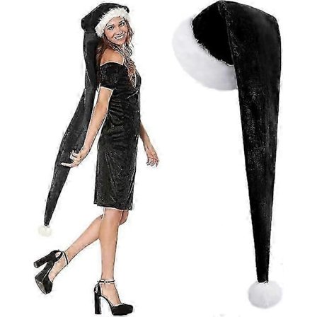 150 cm Julehatte Julemandshat til voksne, Lang Deluxe Fløjl Jule Julemandshat, Unisex Fløjl Komfort Julefrokosthat Tyk Klassisk Pels