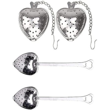 4 stk. Hjerteformede Te-si Stainless Steel Kæde