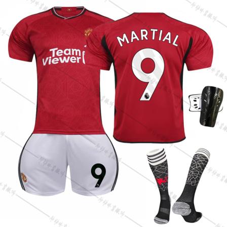 23-24 Manchester Unitedin kotijoukkueen punainen Red Devils -jalkapalloasusetti nro 10 Rashford 21 Anthony 25 Sancho 7 Mount No. 9 with socks + 