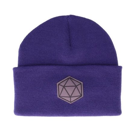 Gamerz - Lila cuff Beanie - D20 Patch Purple Beanie @ Hatstore