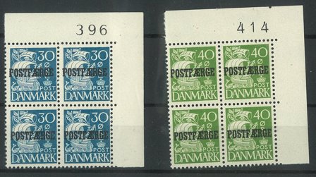 Danmark 1940 - Postfærgemærke AFA 24-25 - 4-blok - Postfrisk