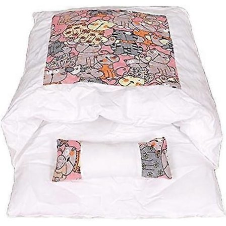 Katte Sovepose Kat Vinter Varm Kæledyrs Måtte Kennel Sovepose Måtte Fortykket Kæledyrsrede Lukket Aftagelig Vaskbar-M, Pink & Hvid