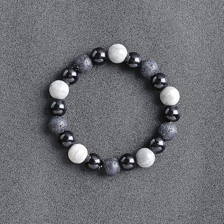 Armband - Fint smycke Herrmode Armband - Obsidian med sfäriska pärlor