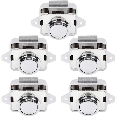5 st Säkerhets Tryckknapp Lås Skåpdörr för Husbil Husvagn Silver 5 st Silver (rund)
