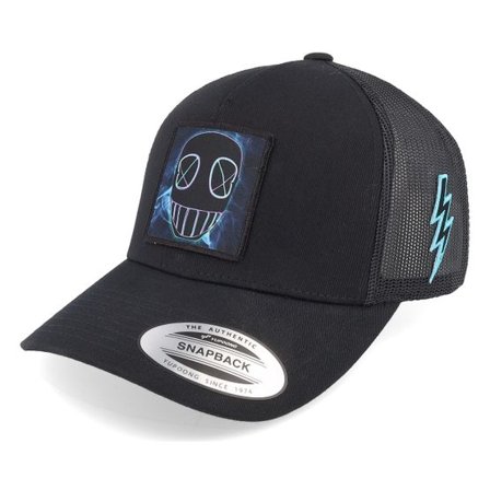 Iconic - Svart trucker Keps - Neon Mask Bolt Retro Black A-frame Trucker @ Hatstore