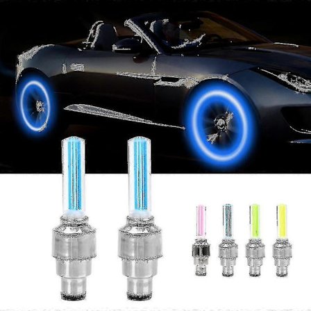 4 stk. Bilhjul LED Lys Motorsykkel Sykkel Lys Dekkventilhette Dekorativ Lykt Dekkventilhette Blinkende Eike Neonlampe PK