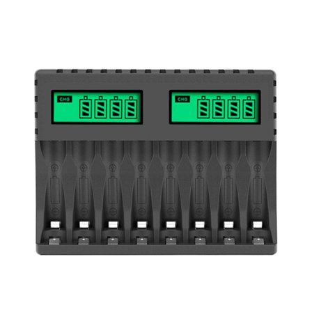 8 Slots Batterioplader Aa/aaa Digitalt Display Genopladelige Batterier Opladning