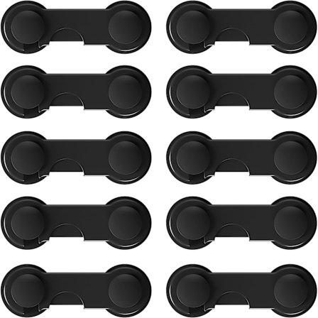 [10-pack] Barnsäkerhetsskåpsdörrar, bekväma säkerhetslås för baby med resistent lim för skåp, kyl, toalett