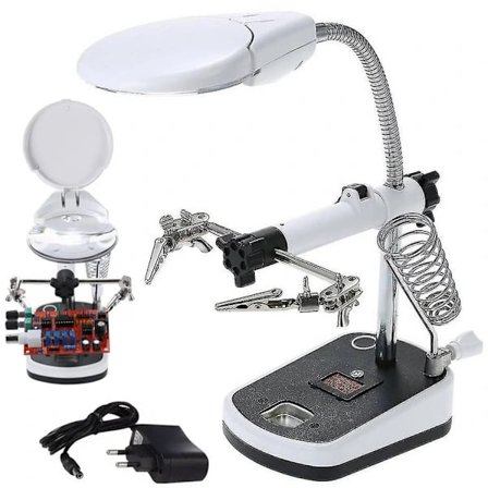 Loddestativ med forstørrelsesglas og LED[CO]