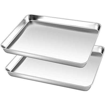 Lille bagepladesæt med 2, rustfrit stål, rektangulær, ovnbakke til sikker og sund bagning