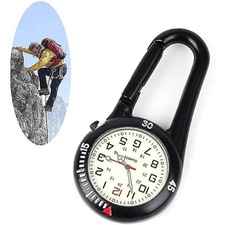 Clip-on Karabinkrok Lysende Skive FOB Klokke Digital for Leger Sykepleiere Paramedikere Kokker Sport Unisex Menn Kvinner Svart