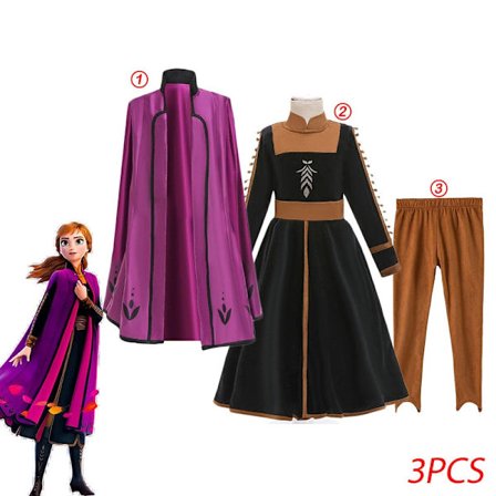 "Frozen 2" Elsa kostume pige børn Halloween rollespil Snedronningen Anna Prinsesse festkjole kjole kjole 5-delt Elsa kjole sæt-WELLNGS