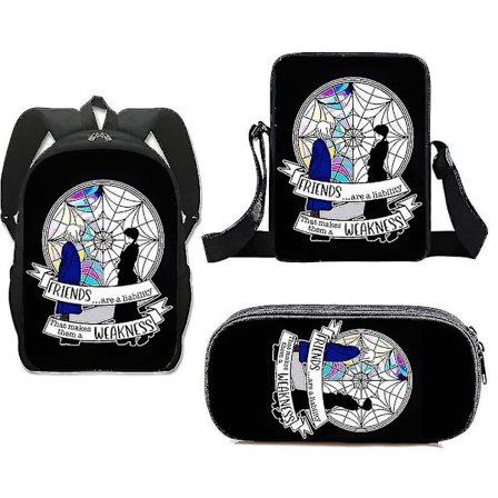 3kpl/setti Wednesday Addams ja Enid Nevermore College Reppu Goottilainen Olkalaukku Penaali Lahja