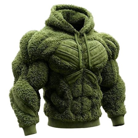 Hættetrøje med muskelprint – Ensfarvet Abs Design Hættetrøje Unisex*S*WY9513