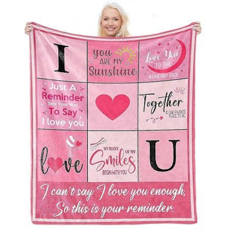 "Jag älskar dig" Presentfilt, Polyesterpläd, Romantisk present till henne, 152x127cm
