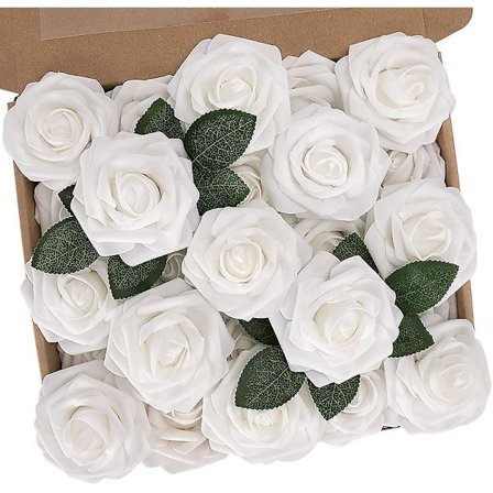 Valkoiset tekokukat, 25 kpl tekokukkia varrella DIY-häämorsiuskimppuihin, keskipisteisiin, juhliin