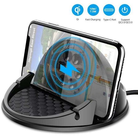 Trådløs Billader, Induktions Billader Holder til Telefon, 10W Hurtigopladning USBQC2.0/QC3.0 Indgang
