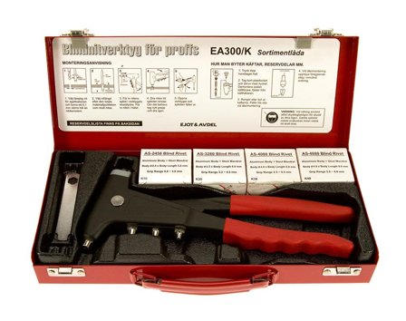 Ejot 190028 Vetoniittisarja EA300K (2,4 3,2 4,0 4,8 AL/ST), Kiinnitys