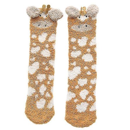 1 par voksensokker tegneserie kat kanin alpaka giraf kylling fluffy tykke elastiske varme koralfleece efterår vinter gulv sovesokker