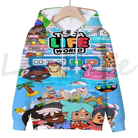 Toca Life World Luvtröjor for gutter og jenter Langærmede gensere Barn Sportsklær Barn Tegneseriegensere Høstgensere Sudadera 18 18 kids-90(2T)