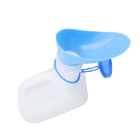 Bærbart urinal med låg og tragt, egnet til ældre og patienter