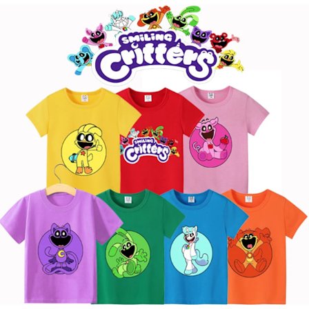 Leende Critters Barn Kortärmade T-shirts Anime Bomull Mode Toppar Tecknade Barn Sommarkläder T-shirts Söta T-shirts Present