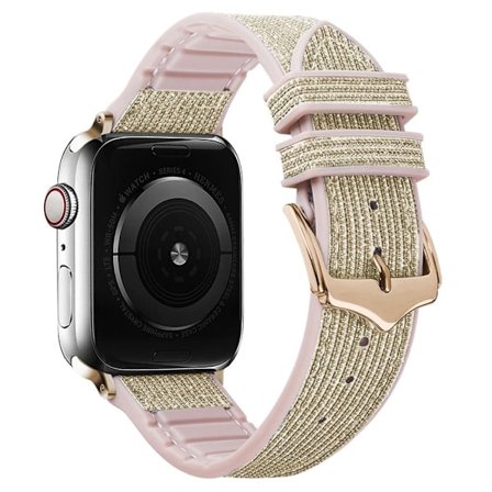 Apple Watch (45 mm) klockarmband i glänsande glittersilikon - Guld