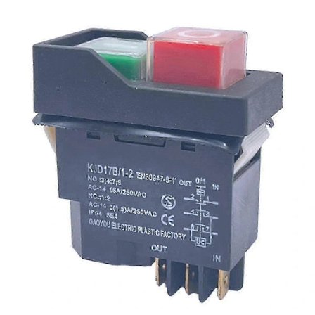 KJD17 Elektromagnetisk Trykknapkontakt 6-Pin 15A AC250V IP55 Vandtæt Sikkerhed