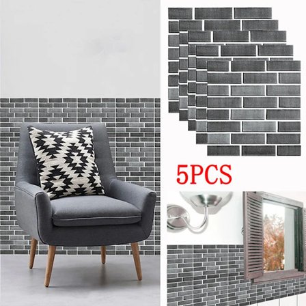 5x 3D självhäftande kakelklistermärken väggklistermärken väggkakelklistermärken badrum kök kakel (svart)