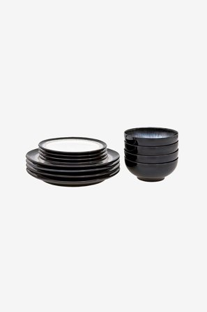 Denby - Lautassarja Halo, 12 osaa - Musta - Astiastot - - Homeroom