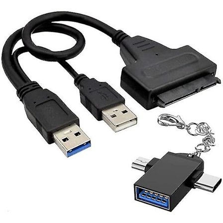 USB 3.0 till SATA Adapterkabel Konverterare 2 i 1 Ström