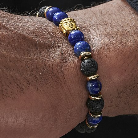 8 mm Lapis Lazuli Buddha Bracelet for Men - Beaded bracelets