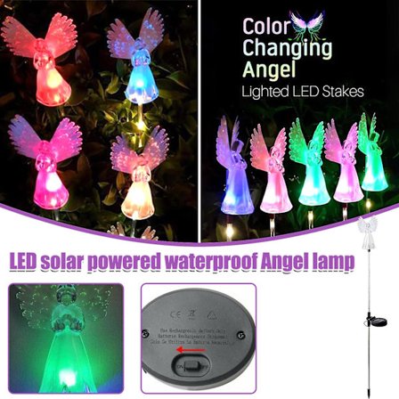 2 stk. Udendørs solcelle engel lys multi-farvet LED vandtæt plæne dekorative lys(Multifarvet)